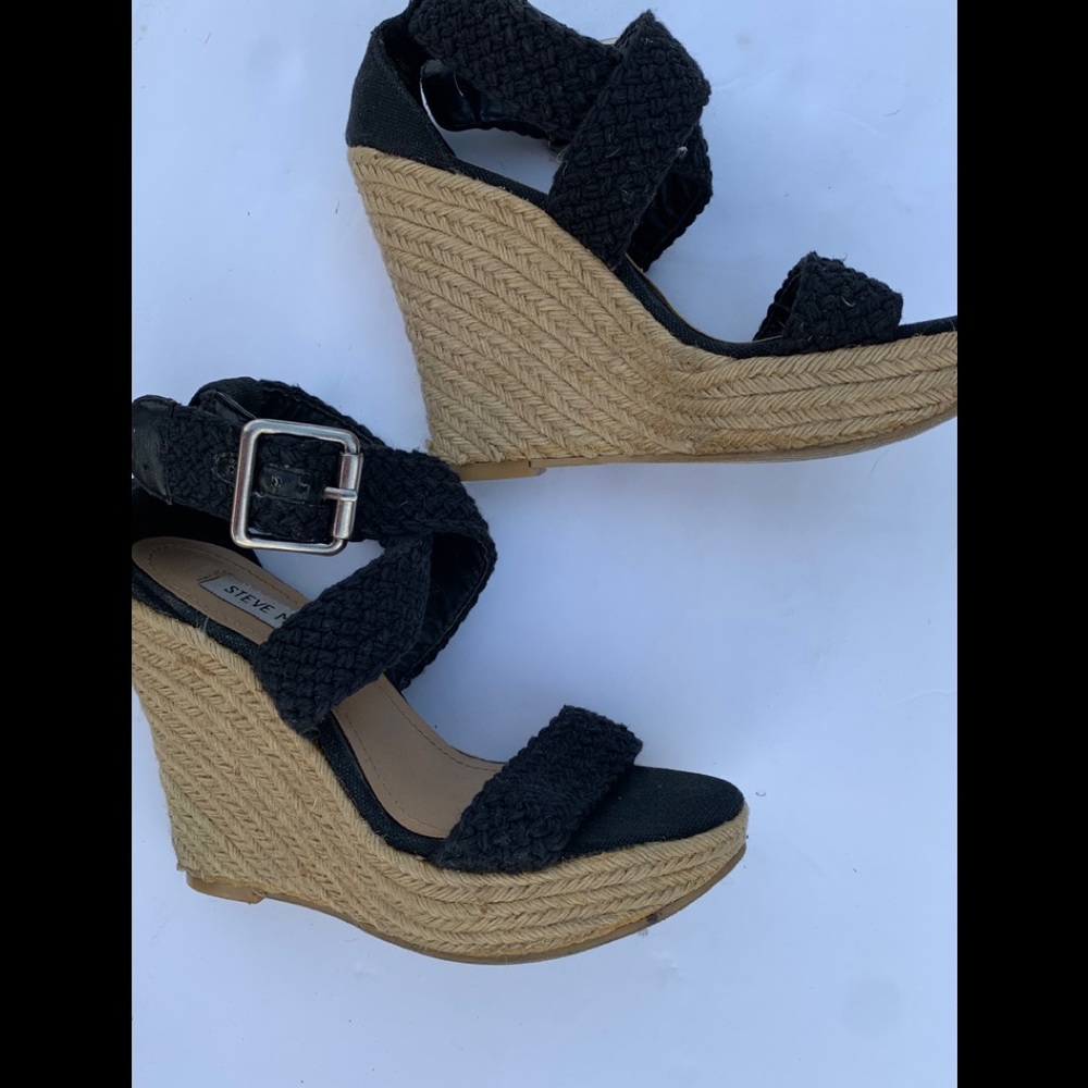 Steve Madden Black Espadrille Sandal Sz 6